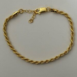 Rope chain 925 silver bracelet unisex 18k yellow gold plated